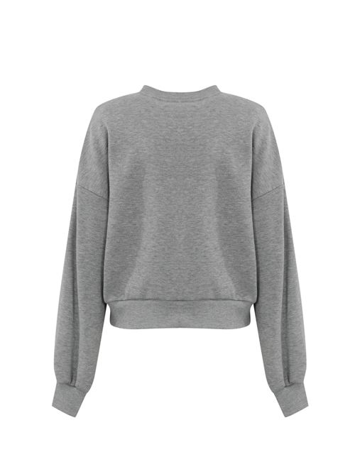 Felpa cropped in cotone grigio melange con logo stile college Elisabetta Franchi | MD00346E2431